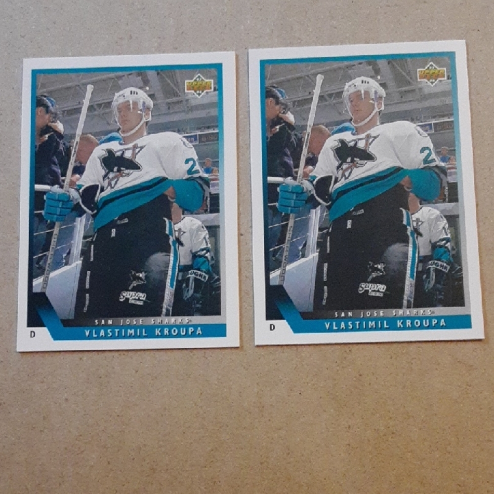 Vlastimil Kroupa NHL Hockey Rookie Trading Cards - San Jose Sharks